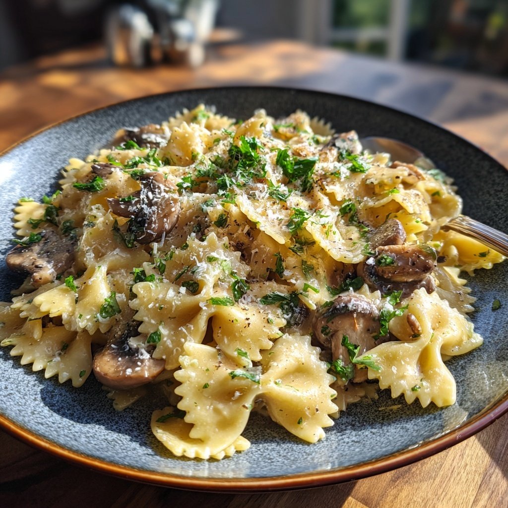 Bow Tie Pasta With Mushroom Cream Sauce