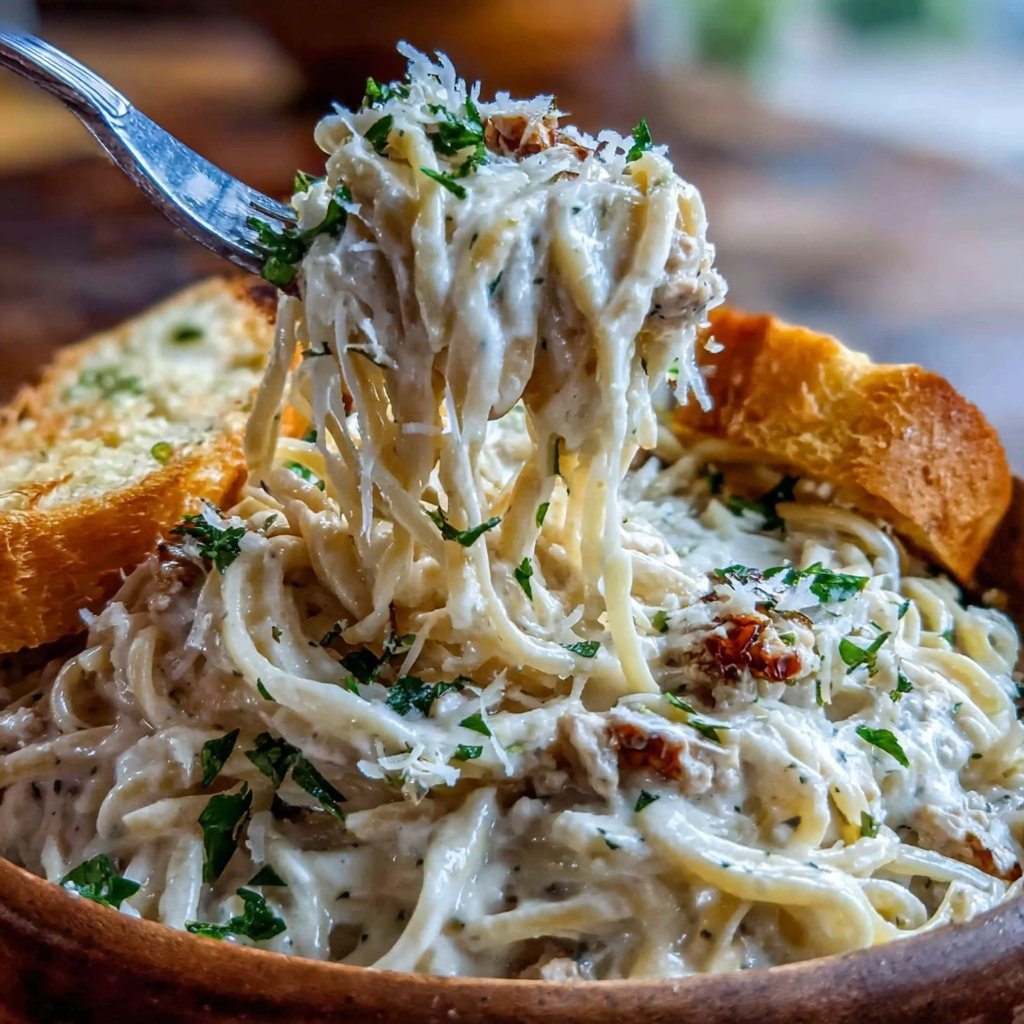 Ground Chicken Alfredo Pasta
