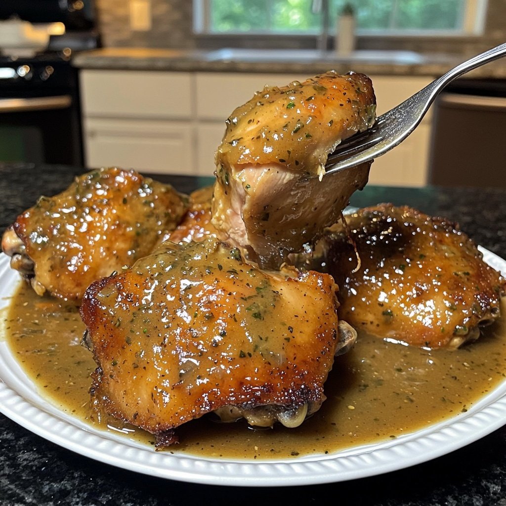 Simple Slow Cooker Chicken Thighs with Gravy