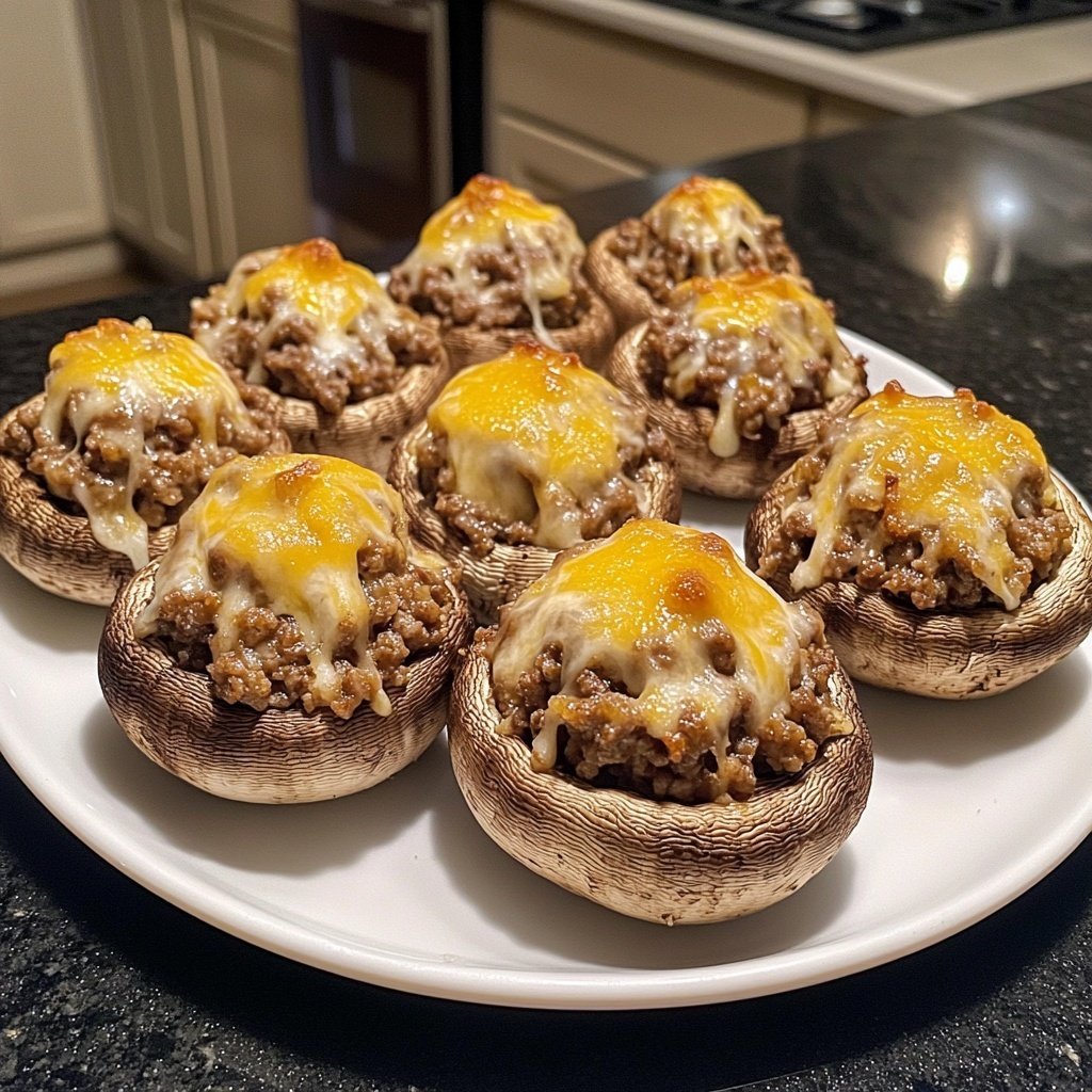 Ground Beef Stuffed Mushrooms