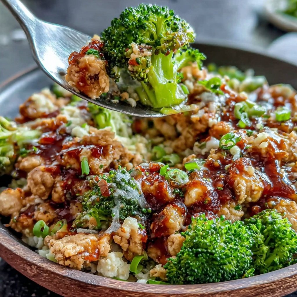 Ground Chicken And Broccoli Bowl