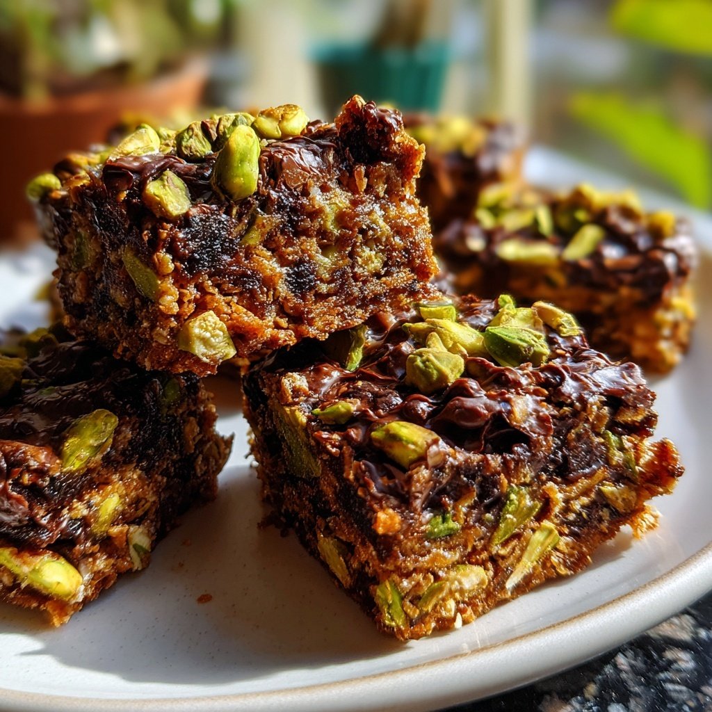 Chocolate Pistachio Energy Squares