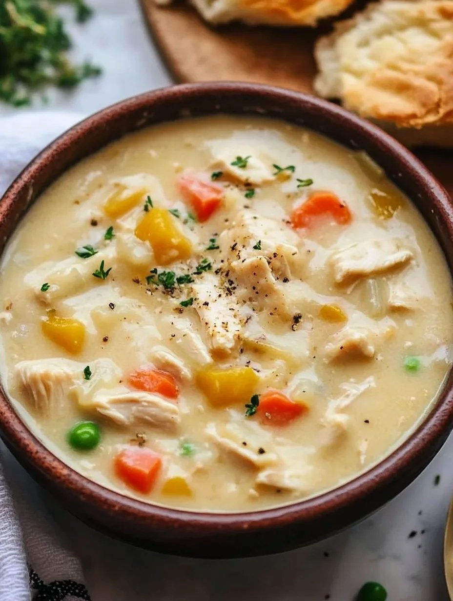 Easy Creamy Chicken Pot Pie Soup