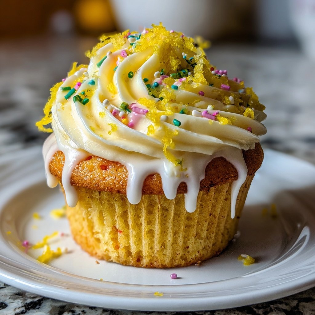 Spring Vanilla Lemon Cupcakes