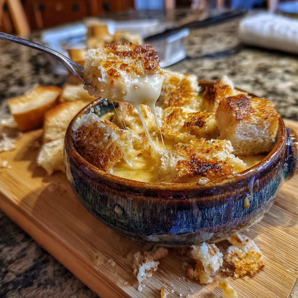 Fondue with Beer and Swiss Cheese
