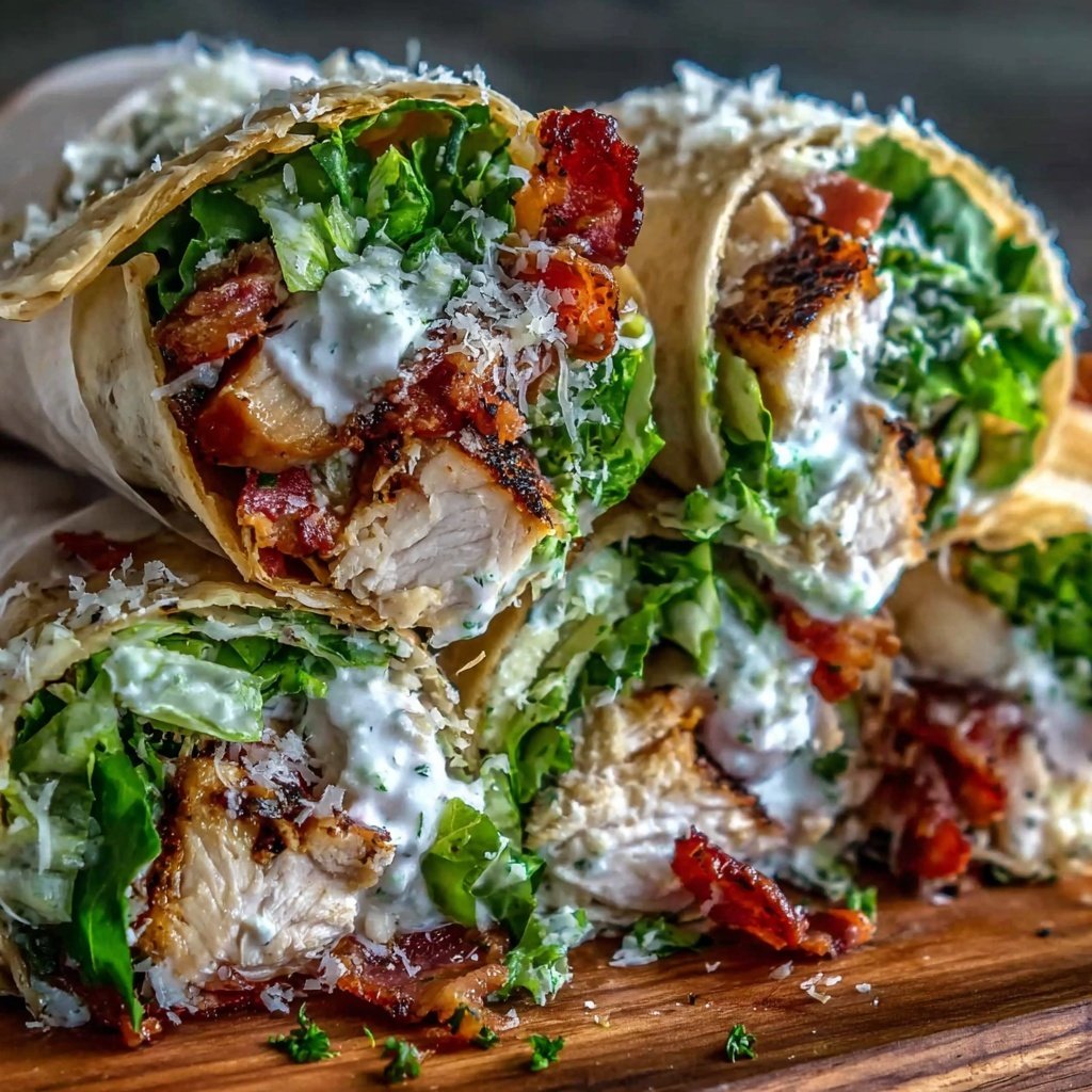 Healthy Chicken Caesar Salad Wraps
